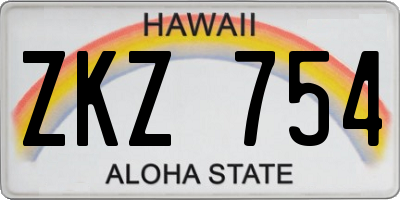 HI license plate ZKZ754