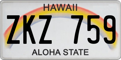 HI license plate ZKZ759