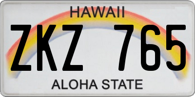 HI license plate ZKZ765