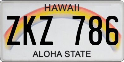 HI license plate ZKZ786