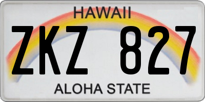 HI license plate ZKZ827