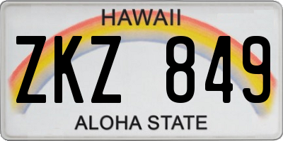 HI license plate ZKZ849