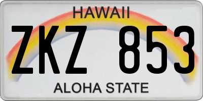 HI license plate ZKZ853