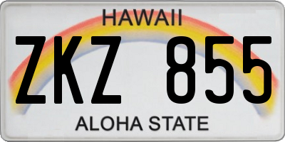 HI license plate ZKZ855