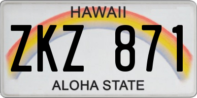 HI license plate ZKZ871