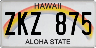 HI license plate ZKZ875