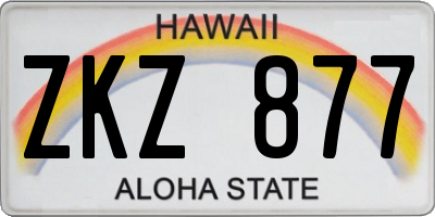 HI license plate ZKZ877