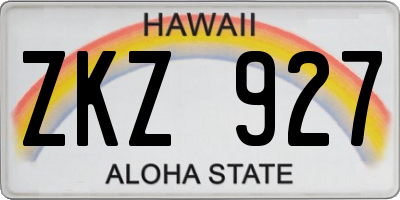 HI license plate ZKZ927