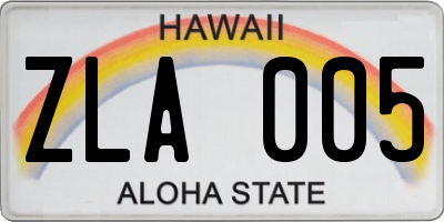 HI license plate ZLA005