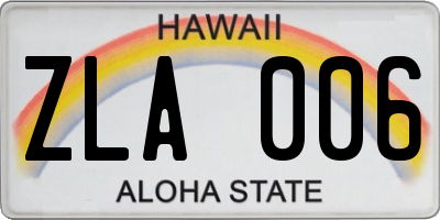 HI license plate ZLA006