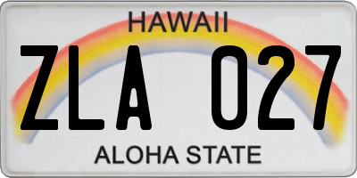 HI license plate ZLA027