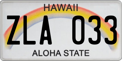 HI license plate ZLA033