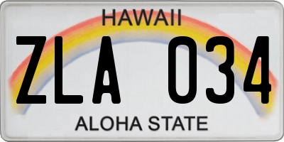 HI license plate ZLA034