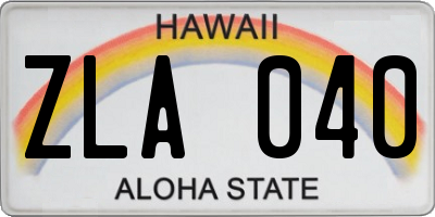 HI license plate ZLA040