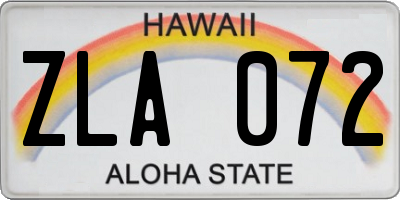 HI license plate ZLA072