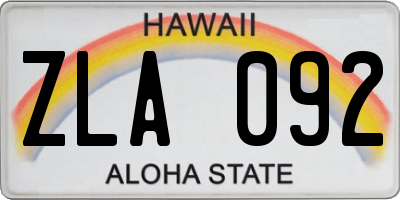 HI license plate ZLA092