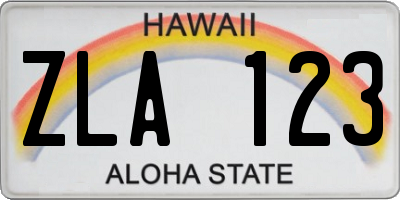 HI license plate ZLA123