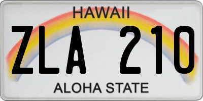 HI license plate ZLA210