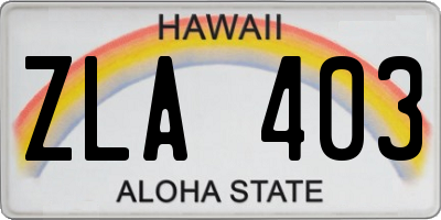 HI license plate ZLA403