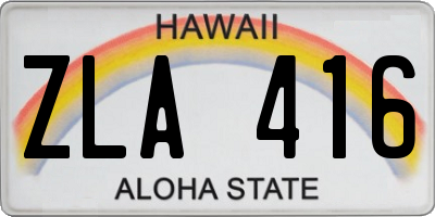 HI license plate ZLA416
