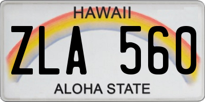HI license plate ZLA560