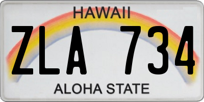 HI license plate ZLA734