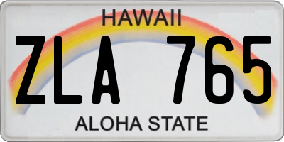 HI license plate ZLA765