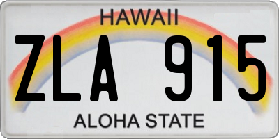HI license plate ZLA915