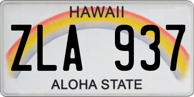 HI license plate ZLA937