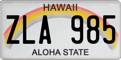 HI license plate ZLA985