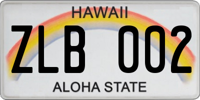 HI license plate ZLB002