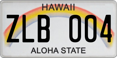 HI license plate ZLB004