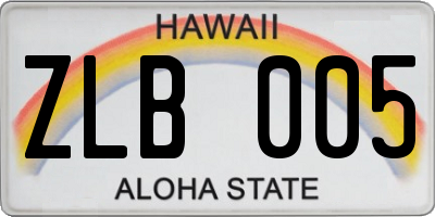 HI license plate ZLB005