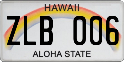 HI license plate ZLB006