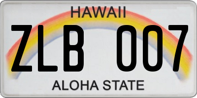 HI license plate ZLB007