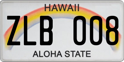 HI license plate ZLB008