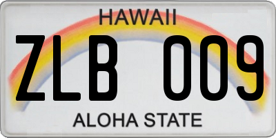 HI license plate ZLB009