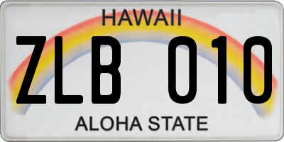 HI license plate ZLB010