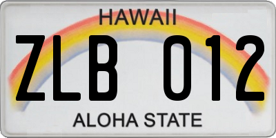 HI license plate ZLB012