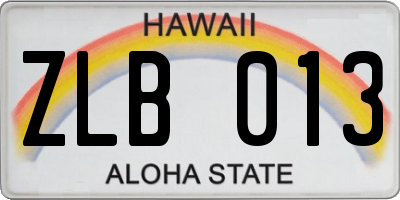 HI license plate ZLB013