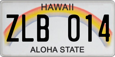 HI license plate ZLB014