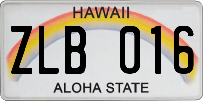 HI license plate ZLB016