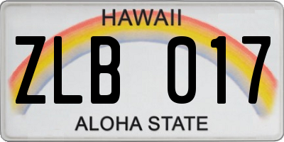 HI license plate ZLB017
