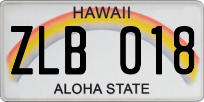 HI license plate ZLB018