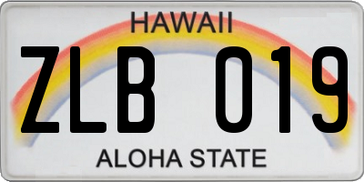 HI license plate ZLB019