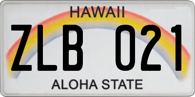 HI license plate ZLB021