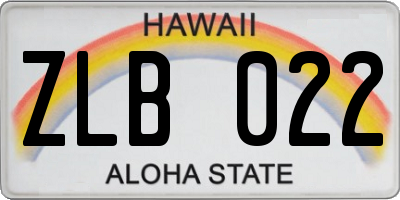 HI license plate ZLB022