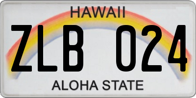 HI license plate ZLB024