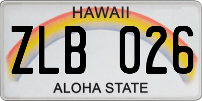 HI license plate ZLB026