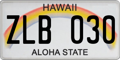 HI license plate ZLB030